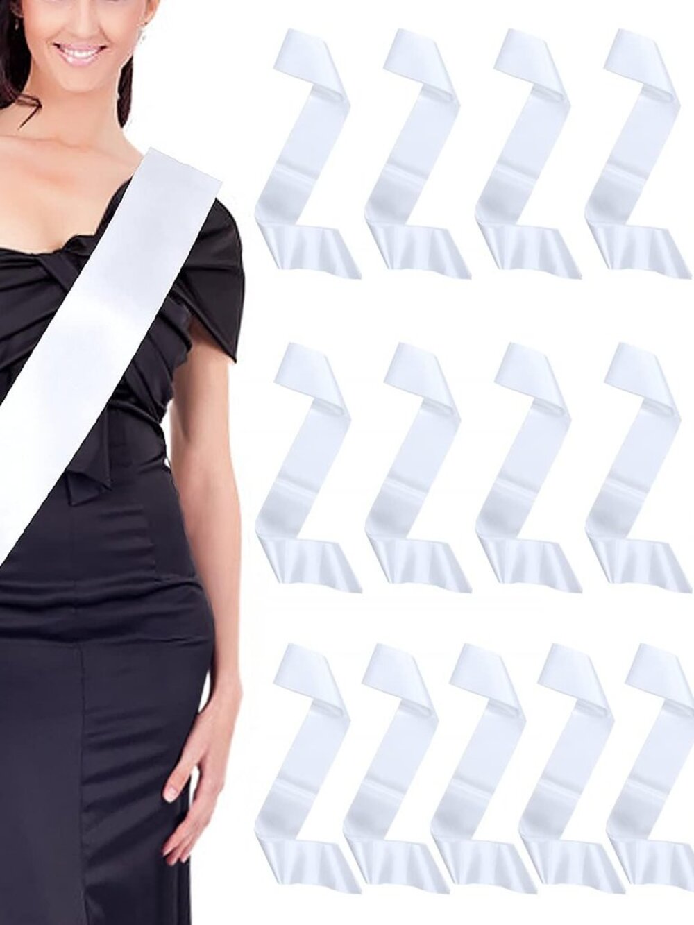 16Pcs Sash Satin Sash White Blank Sash Blank Sashes for Pageants Senior Sash 202